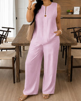 Viola™ Set aus Baumwoll-Leinen mit Minimalistischem Design in Rosa