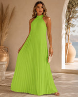 Sicilia™ Maxikleid mit Eleganten Plisseefalten und Locker Fallender Passform in Grün