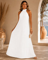 Sicilia™ Maxikleid mit Eleganten Plisseefalten und Locker Fallender Passform in Weiß