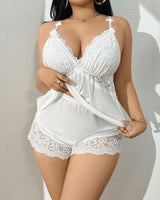 Amara™ Babydoll-Set Mit Top Und Shorts Mit Spitzenbesatz in Weiß