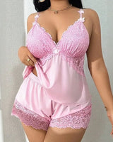 Amara™ Babydoll-Set Mit Top Und Shorts Mit Spitzenbesatz in Pink