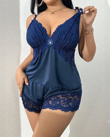 Amara™ Babydoll-Set Mit Top Und Shorts Mit Spitzenbesatz in Blau
