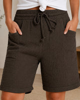 Shorts Svea™ mit Strukturierter Baumwolle und Hohem Bund in Braun