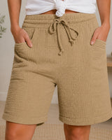 Shorts Svea™ mit Strukturierter Baumwolle und Hohem Bund in Khaki