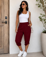 Caprihose Norina™ mit elastischem Bund, Zierknöpfen und verstellbarem Saum in Rot