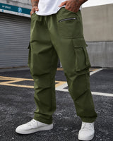Cargohose Orsen™ mit elastischem Bund, Pattentaschen und lockerem Schnitt in Grün