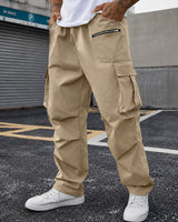 Cargohose Orsen™ mit elastischem Bund, Pattentaschen und lockerem Schnitt in Beige