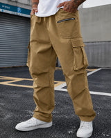 Cargohose Orsen™ mit elastischem Bund, Pattentaschen und lockerem Schnitt in Dunkelbeige