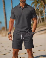 Matteo™ Set Mit Poloshirt Und Shorts Mit Verstellbarem Bund in Grau