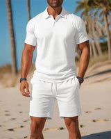 Matteo™ Set Mit Poloshirt Und Shorts Mit Verstellbarem Bund in Weiß