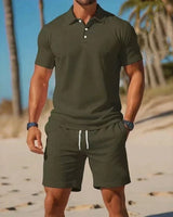 Matteo™ Set Mit Poloshirt Und Shorts Mit Verstellbarem Bund in Grün