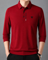 Poloshirt Aldren™ mit feiner Piquéstruktur, Knopfleiste und langen Ärmeln in Rot