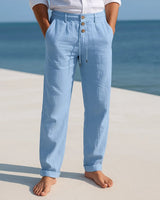 MATTEO | Luftige Leinen Sommerhose in Hellblau