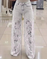 Bethania™ Jeans aus Modernem Denim mit Handgefertigter Blumen-Spitze in Weiß