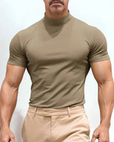 St. Moritz™ T-Shirt mit hohem Kragen und klarem Design / Raffinierter Minimalismus für Herren mit Ausstrahlung! in Khaki