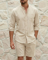 Riviera Klassik™ Minimalistisches Set aus Baumwoll-Leinen-Mischung in Sandbeige