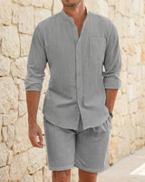 Riviera Klassik™ Minimalistisches Set aus Baumwoll-Leinen-Mischung in Grau