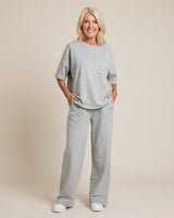 Urban Eleganz™ Zweiteileraus Comfort-Maschenware mit eleganten Kristalldetails in Grau