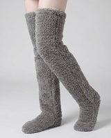 (KAUF 1, ERHALTE 2 GRATIS) Veloura™ Premium Kuschelsocken aus Weichem Plüschstoff in Haselgrau