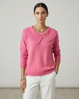 Noelle™ Pullover aus strukturiertem Strick mit stilisiertem Kragen in Rosa