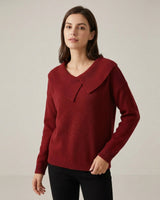 Noelle™ Pullover aus strukturiertem Strick mit stilisiertem Kragen in Rot