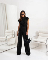Bellanova™-Set mit Drapiertem Oberteil und Eleganter Hose in Schwarz