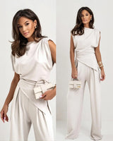 Bellanova™-Set mit Drapiertem Oberteil und Eleganter Hose in Beige