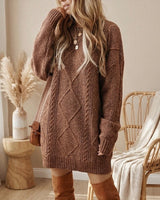 Langer Oversize-Pullover Bellmont™ aus Handgestricktem Garn in Braun