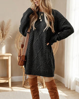 Langer Oversize-Pullover Bellmont™ aus Handgestricktem Garn in Schwarz