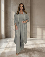 Bellavie™ Eleganter Jumpsuit mit Kimono-Style Mantel in Grau