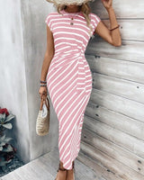Dolce Riviera™-Kleid mit Eleganten Streifen und Seitlicher Schnürung in Pink