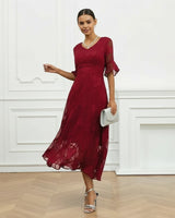 Celira™ Kleid mit Raffiniertem Floral-Design in Rot