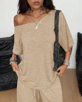 Belmara™ Set mit Lockerem Schnitt und Verstellbarer Taille in Khaki