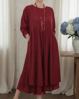 Delmara™ Kleid mit Lockerer Passform und Minimalistischem Stil in Rot