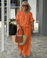 Celiane™-Set aus Baumwoll-Leinen mit Lockerer Passform in Orange