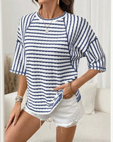 Dailynne™ Oversize Streifenbluse in Marineblau