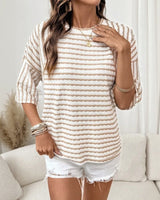 Dailynne™ Oversize Streifenbluse in Apricot