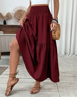 Mireya™-Rock mit Mehrlagigem Aufbau und Weitem Schnitt in Bordeauxrot