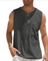 Zayron™ Tanktop aus Leinen-Baumwolle mit Modernem Schnitt und Lässigem Stil in Grau
