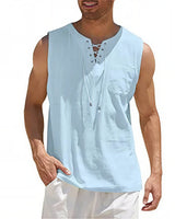 Zayron™ Tanktop aus Leinen-Baumwolle mit Modernem Schnitt und Lässigem Stil in Blau