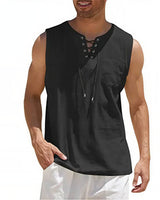 Zayron™ Tanktop aus Leinen-Baumwolle mit Modernem Schnitt und Lässigem Stil in Schwarz