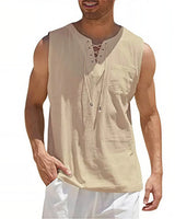 Zayron™ Tanktop aus Leinen-Baumwolle mit Modernem Schnitt und Lässigem Stil in Khaki