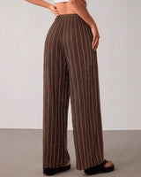 Zirelle™ Pants with Elegant Stripes and Smart Comfort in Kaffeebraun