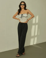 Zirelle™ Pants with Elegant Stripes and Smart Comfort in Schwarz