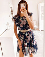 Serenelle™ Kleid mit Floraler Eleganz und Sofistischem Charme in Marineblau