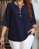 Celyra™ Bluse mit Lockerem Schnitt und Natürlichem Komfort in Blau