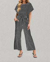 Oasis™ Gestreiftes Set mit Kordelzugbund in Schwarz