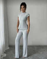 Selmira™ Geripptes Set mit Minimalistischer Eleganz in Grau