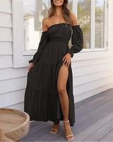 Ravienna™ Off-Shoulder Kleid Mit Eleganter Leichtigkeit in Schwarz