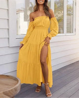 Ravienna™ Off-Shoulder Kleid Mit Eleganter Leichtigkeit in Gelb